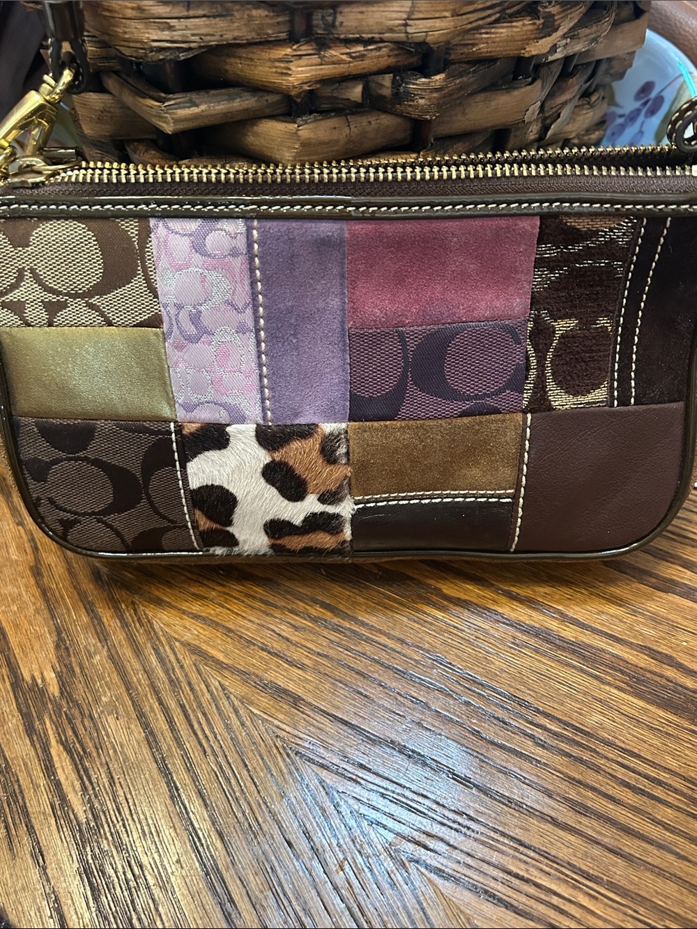 Coach Patchwork Signature mini in Brown, Purple & Multi